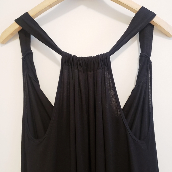 Black Dress with Front Tie Sleeveless Wide Strap Long Top - Picture 6 of 11